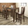 Modern Marketing Crosley Furniture KD320007MA 3 Piece Pub Dining Set with Tapered Leg and School House Stools in Vintage Mahogany Finish KD320007MA